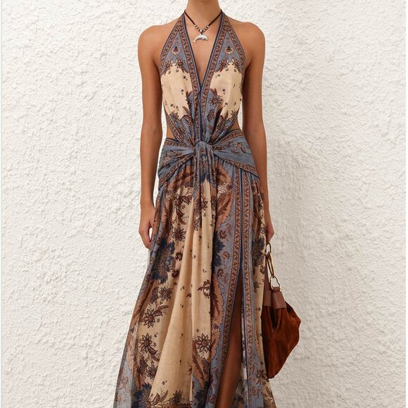 ZimmermannAscension Plunge Halter Maxi Dress - Picture 1 of 11